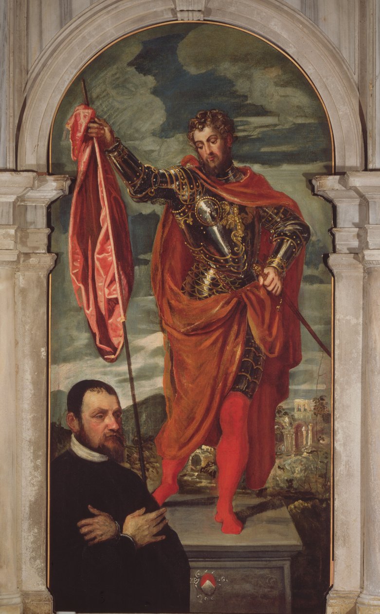 Aziz Demetrius ve Ghisi Ailesinden Bir Donör by Jacopo Robusti Tintoretto