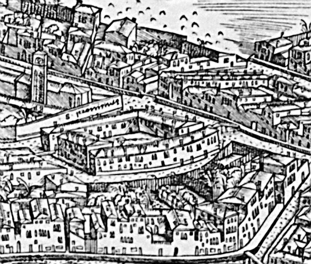 Büyük Perspektif Planı - Venedik, getto detayı, yaklaşık 1500 gravür detayı 416593 by Jacopo de Barbari