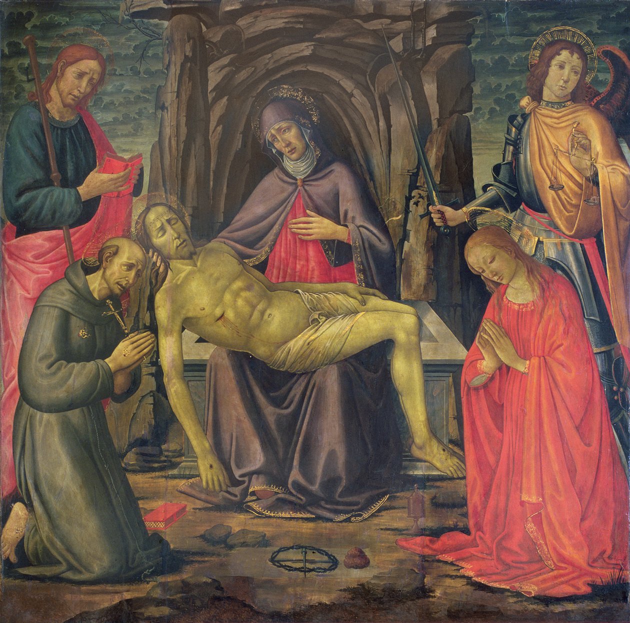 Pieta ve Azizler by Jacopo del Sellaio