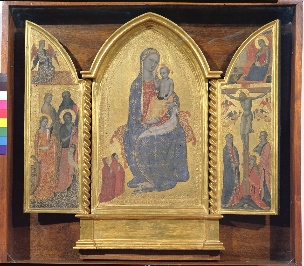 Bakire ve Çocuk, Müjde ve Çarmıha Gerilme (panelde mizaç) by Jacopo di Cione