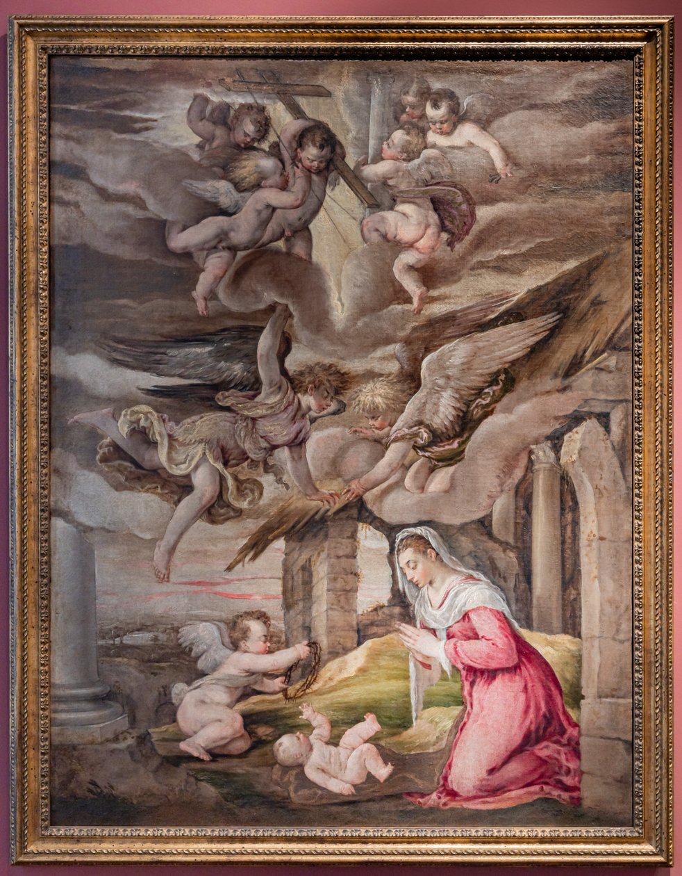 Bebek İsa'ya ve meleklere tutku araçlarıyla tapınma by Jacopo (1510 92) Bassano