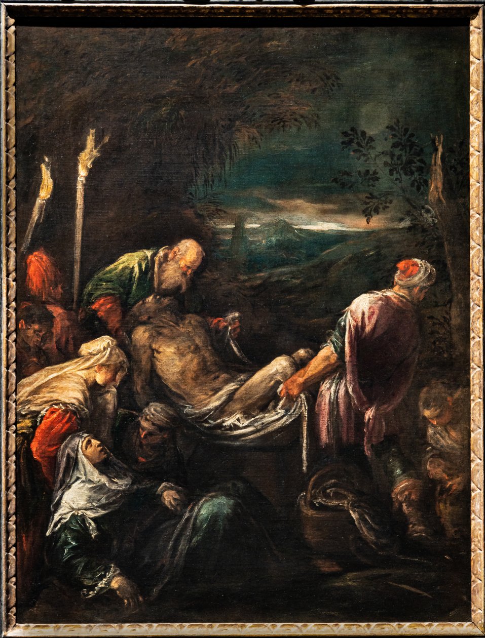 İsa'nın cesedinin gömülmesi, yaklaşık 1580 (tuval üzerine yağlı boya) by Jacopo (1510 92) Bassano