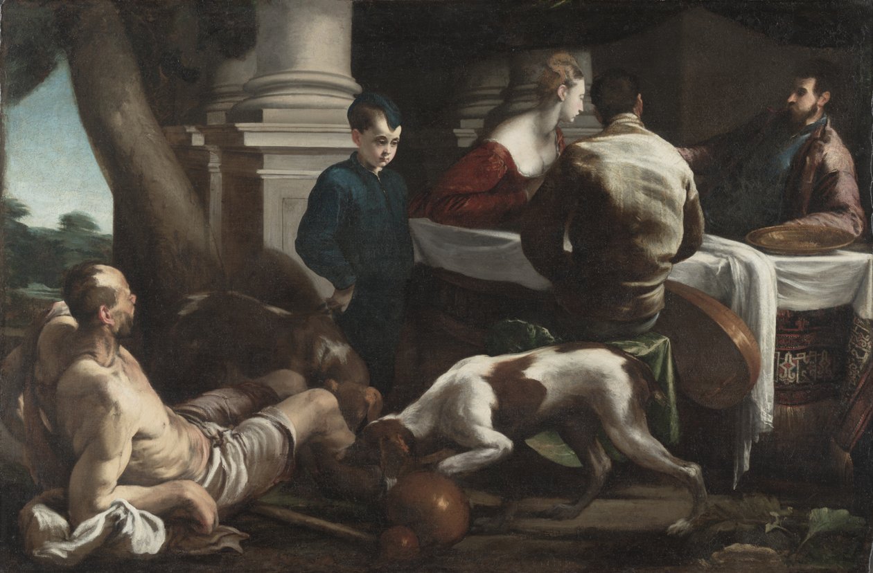 Lazarus ve Zengin Adam, c.1550 (tuval üzerine yağlı boya) by Jacopo Bassano