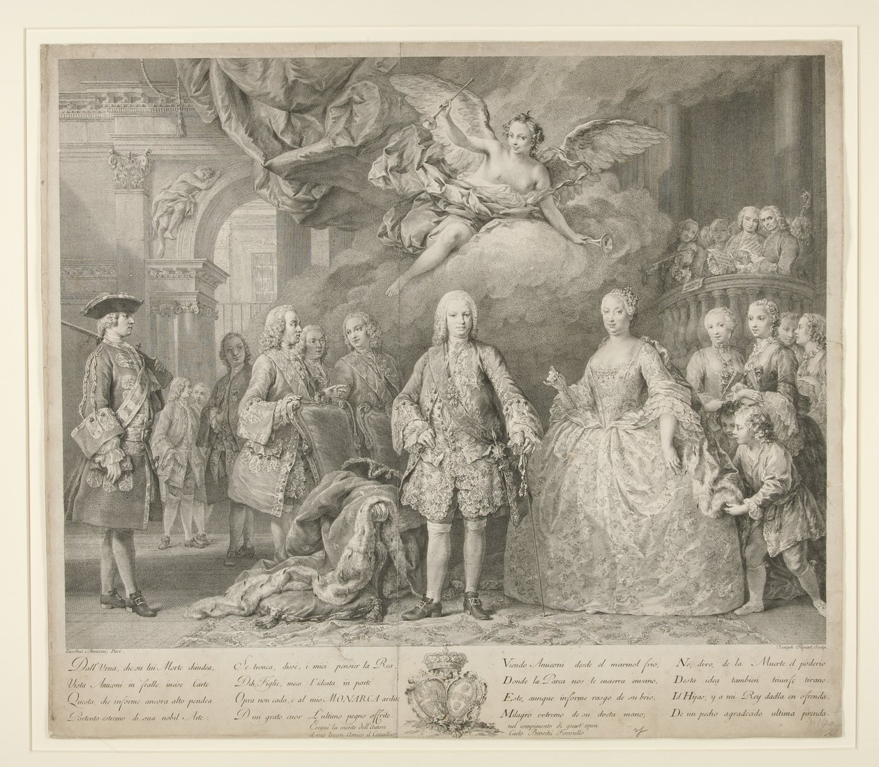 Ferdinand VI ve kraliçesi Bragançalı Maria Barbara, Scarlatti ve ünlü İtalyan hadım Farinelli ile by Jacopo (after) Amigoni