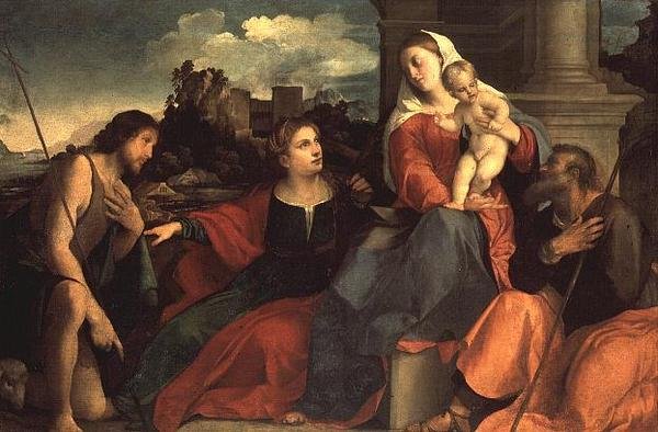 Vaftizci Yahya ve Azizler ile Madonna ve Çocuk by Jacopo (c.1480 1528) Palma