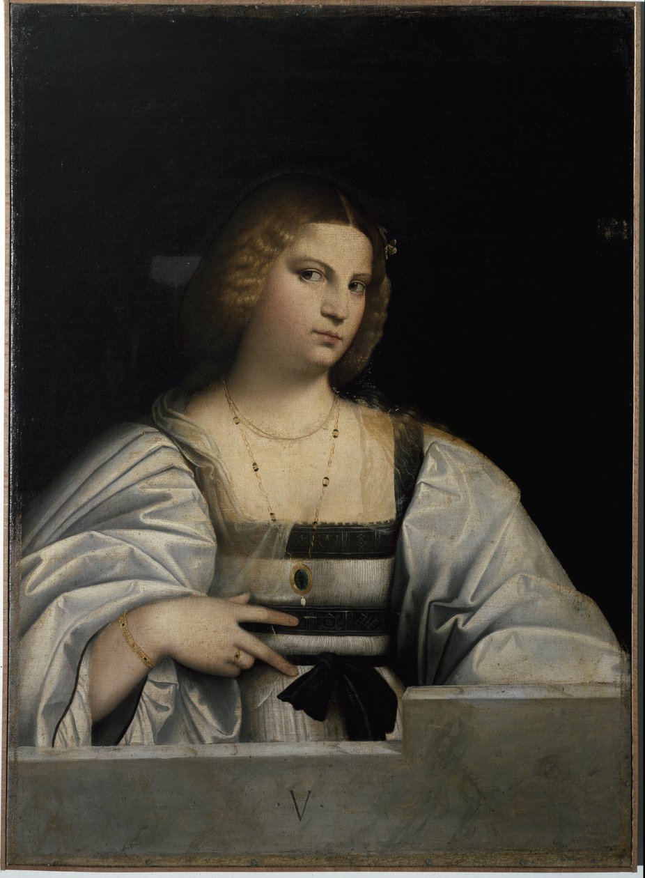 Bir bayanın portresi, Bekaret Alegorisi. (Tablo by Jacopo (c.1480 1528) Palma