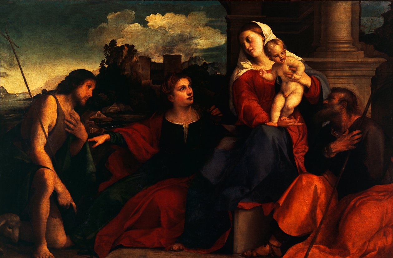 Kutsal Konuşma, c.1525 (tuval üzerine yağlı boya) by Jacopo (c.1480 1528) Palma