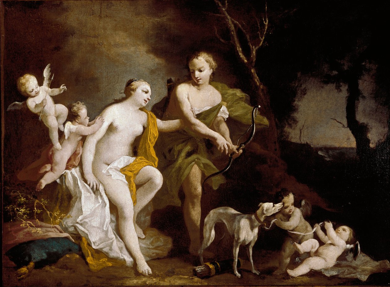 Venüs ve Adonis (Tuval üzerine yağlı boya by Jacopo Amigoni