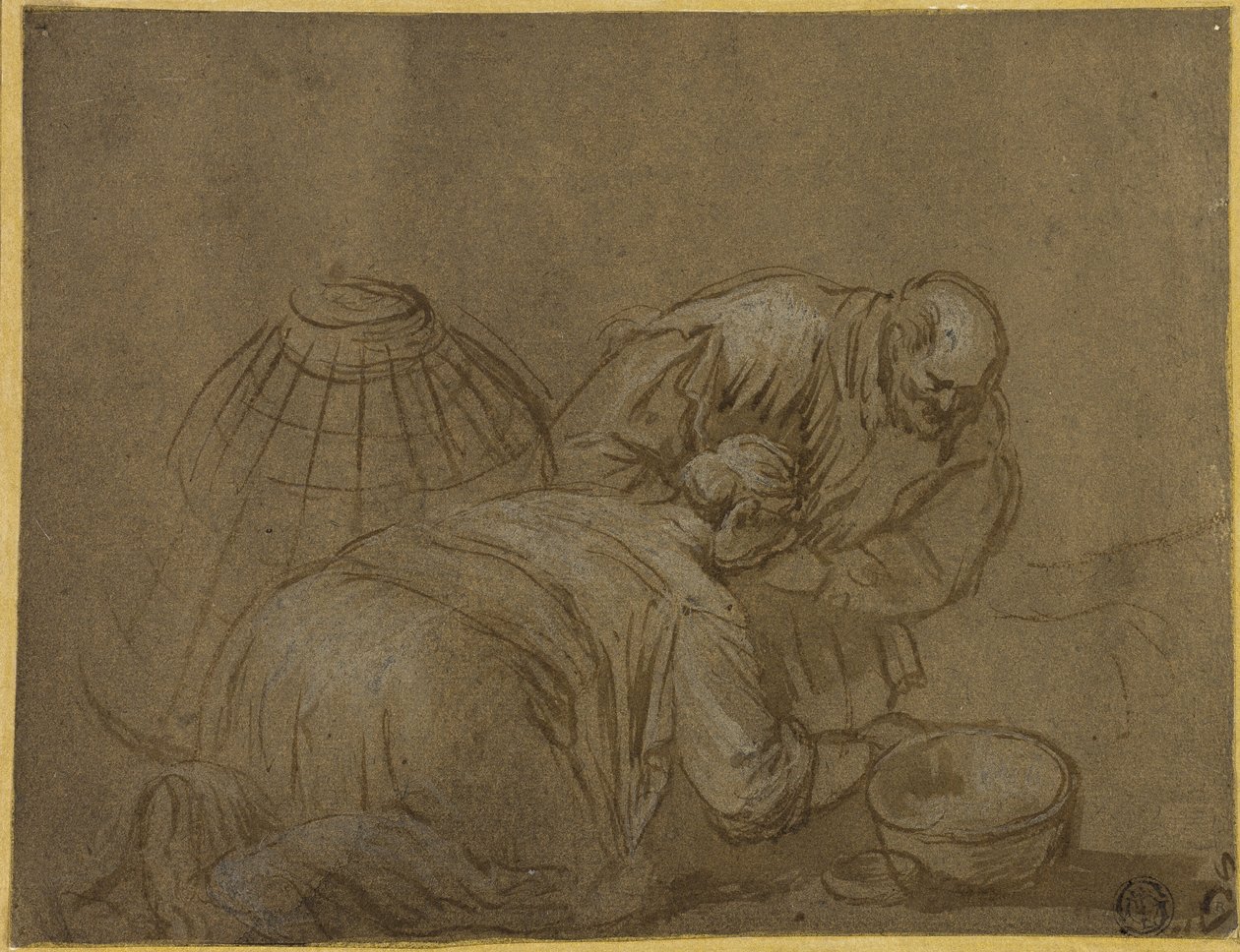 Köylü Çift Sepete Bakıyor by Jacopo Bassano