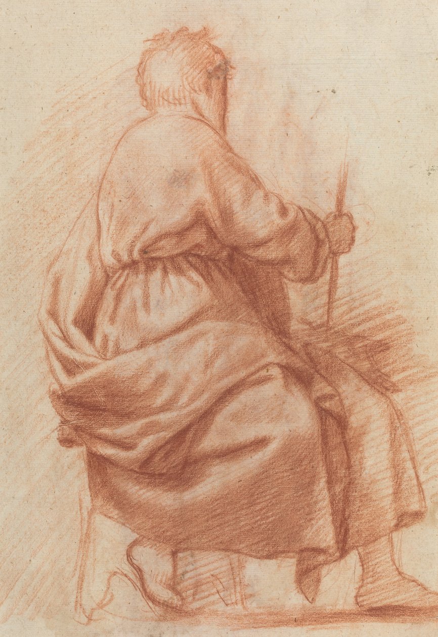 Oturan Drapeli Adam [verso] by Jacopo Chimenti