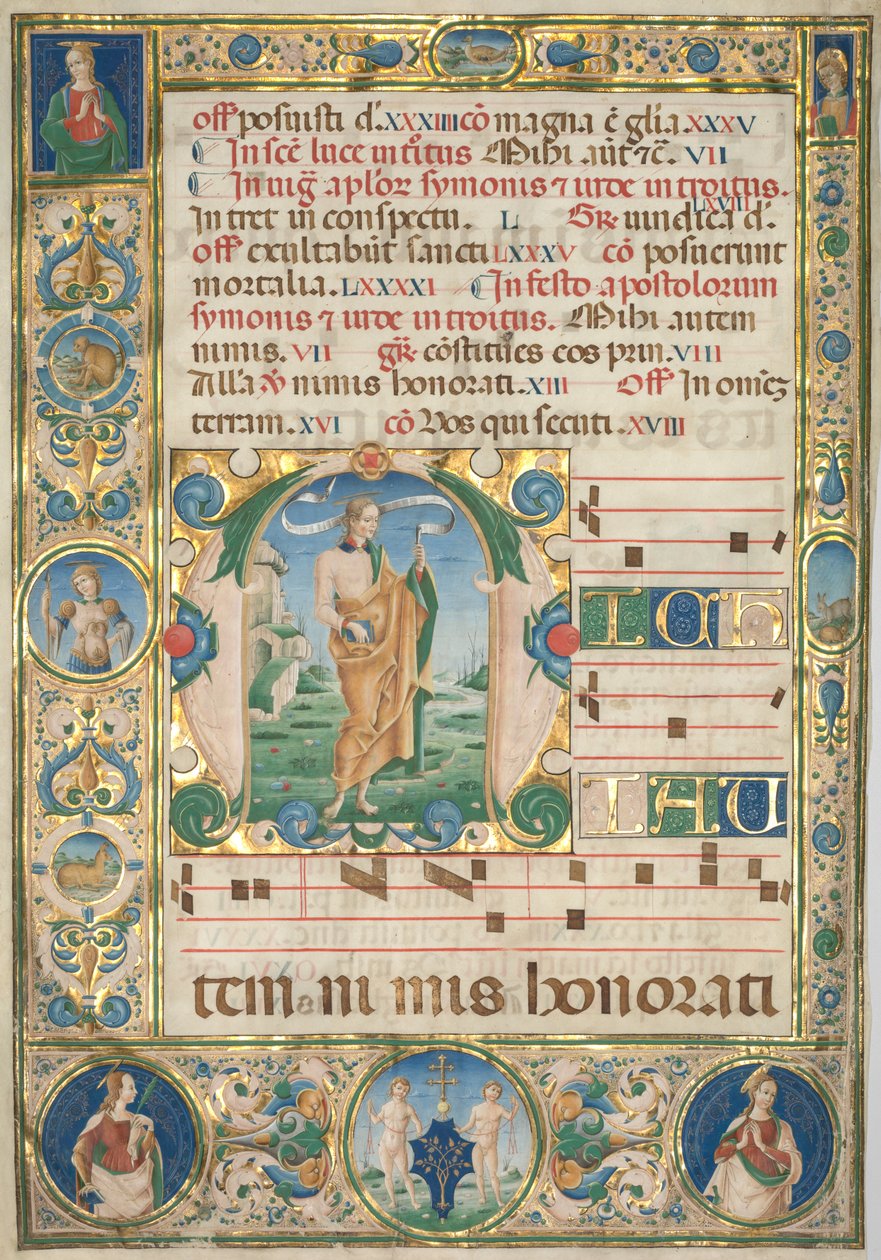 Kademeli Yaprak: İlk Harf (M) ve St. Andrew (rekto) by Jacopo Filippo d