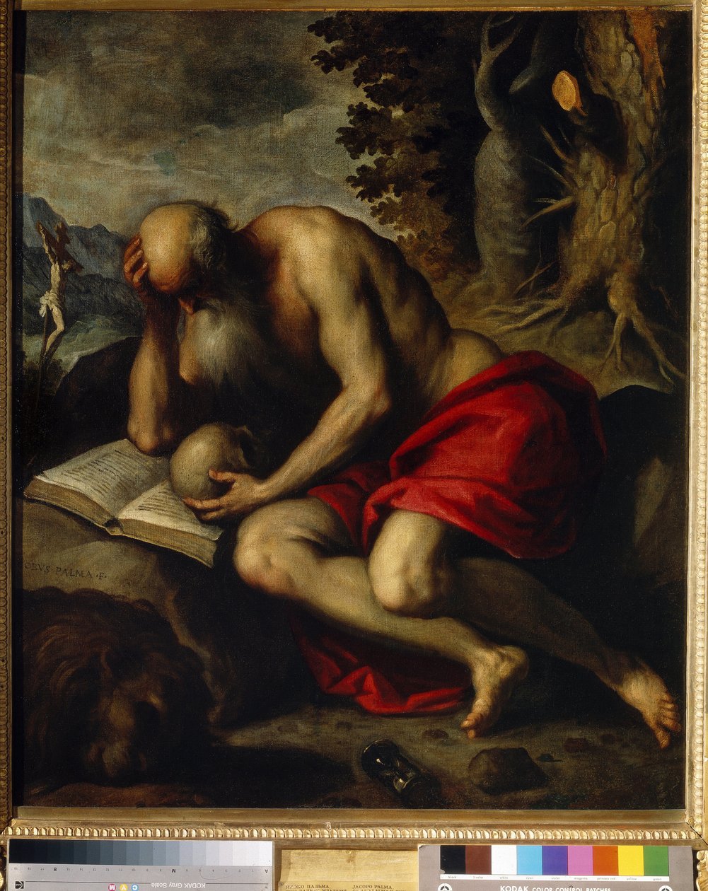 Aziz Jerome. Jacopo Palma il Giovane the Younger (1544-1628) tarafından tablo, tuval üzerine yağlıboya by Jacopo Il Giovane Palma