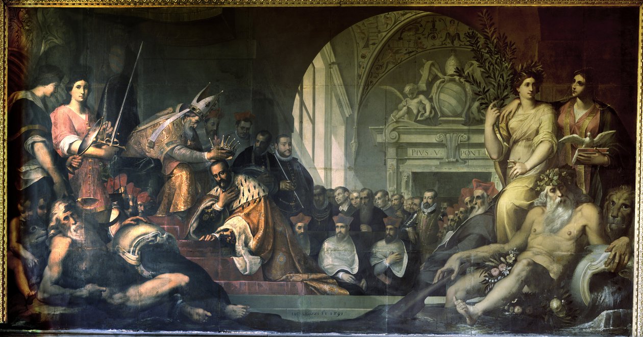 Cosimo I de Medici, Papa Pius V#39;i kabul ediyor by Jacopo Ligozzi