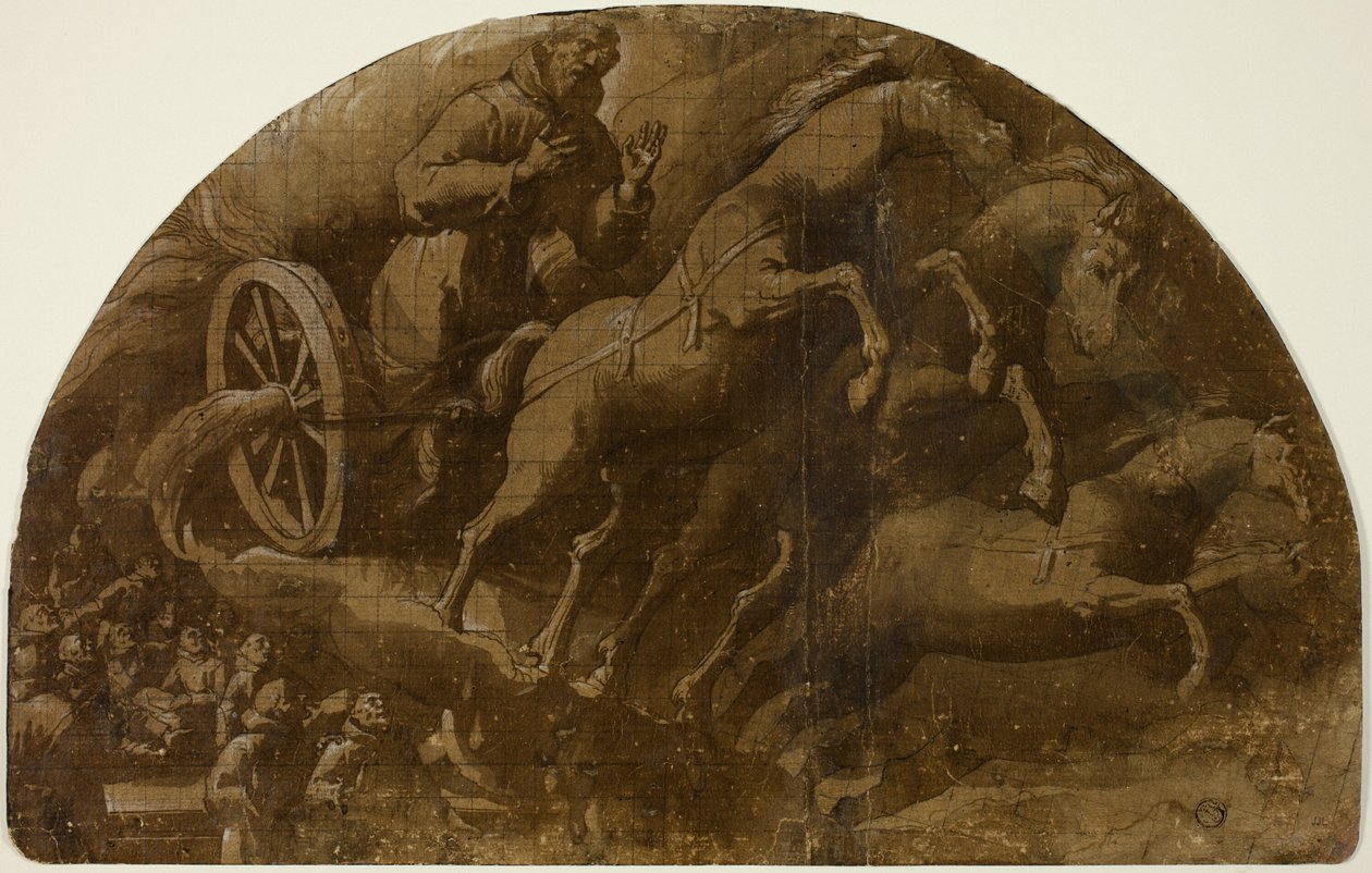 Ateşli Bir Arabayla Cennete Alınan Assisili Aziz Francis'in Vizyonu İçin Çalışma by Jacopo Ligozzi