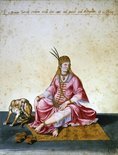 Türk kadını (kağıt üzerine suluboya ile kalem ve mürekkep) by Jacopo Ligozzi