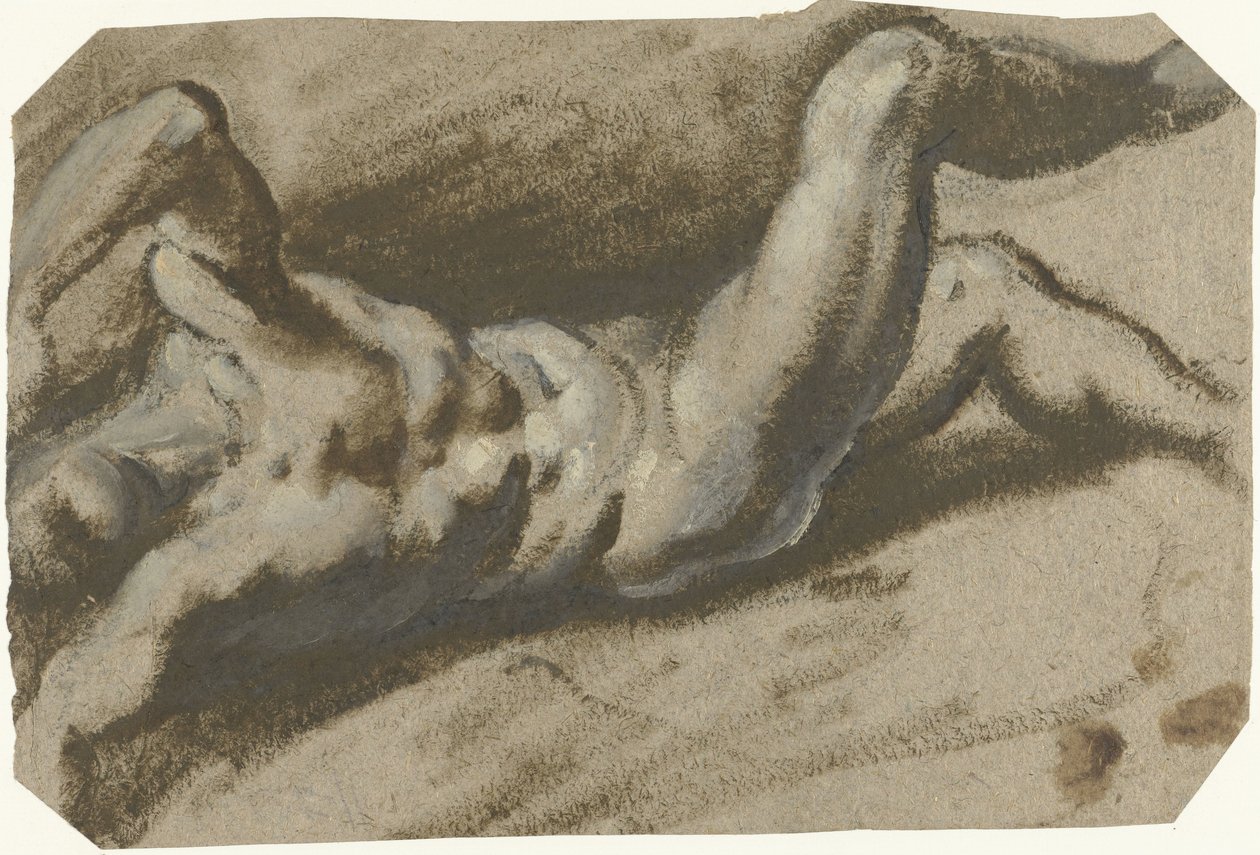 Çıplak genç adam uzanmış by Jacopo Palma (il Giovane) (attributed to)
