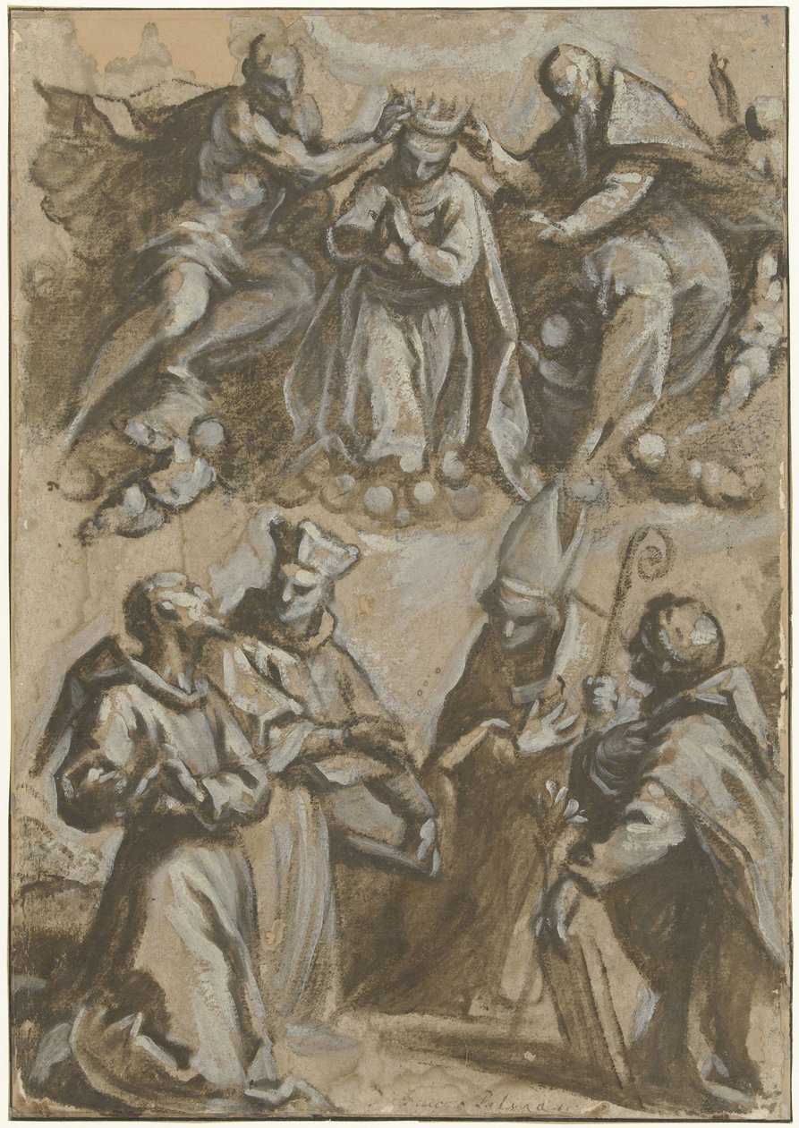 Tapınmada Dört Aziz ve Bakire Meryem'in Taç Giymesi by Jacopo Palma (il Giovane)