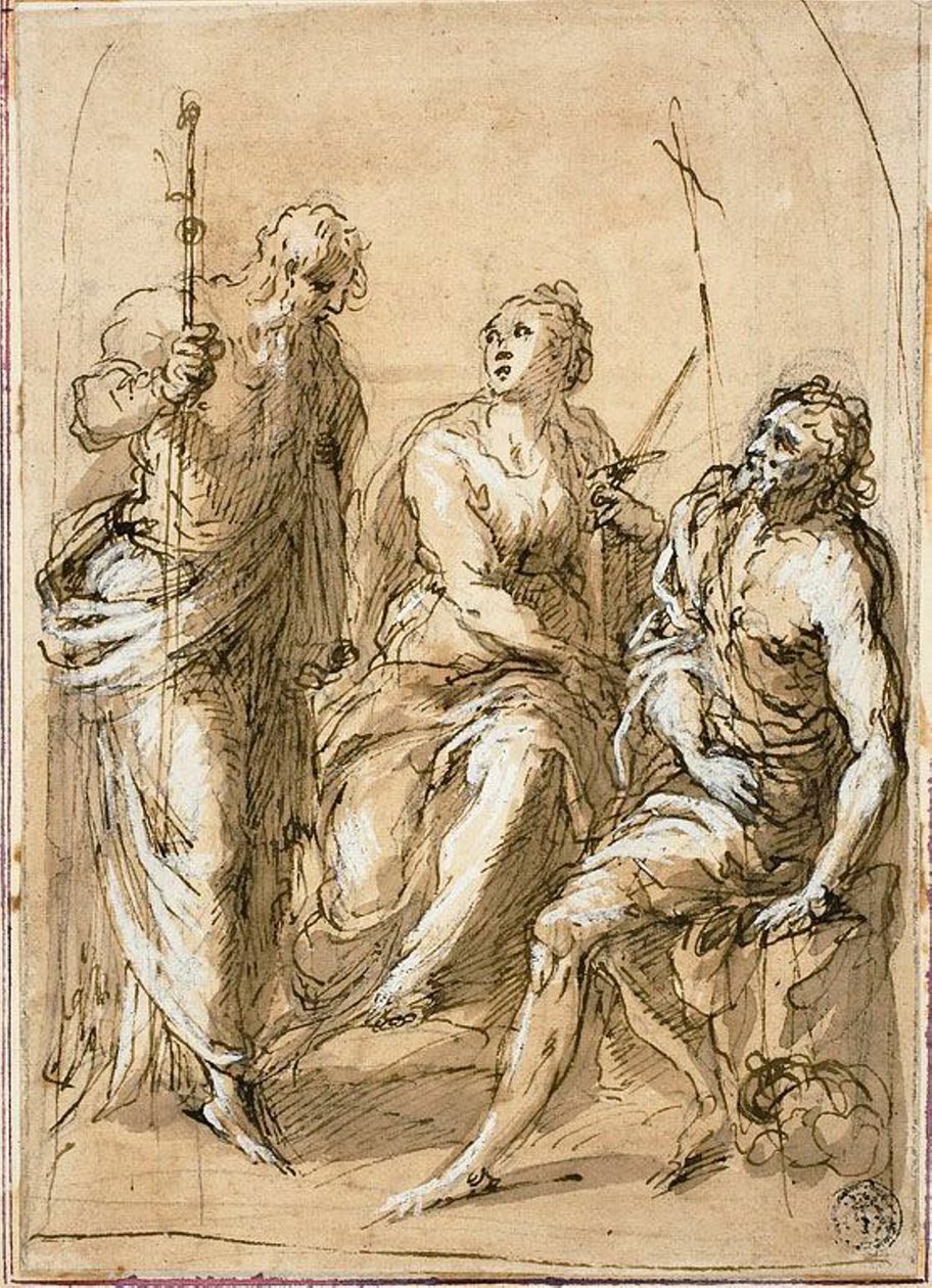 Padualı Aziz Justina, Aziz James ve Vaftizci Yahya ile Enthroned by Jacopo Palma il Giovane