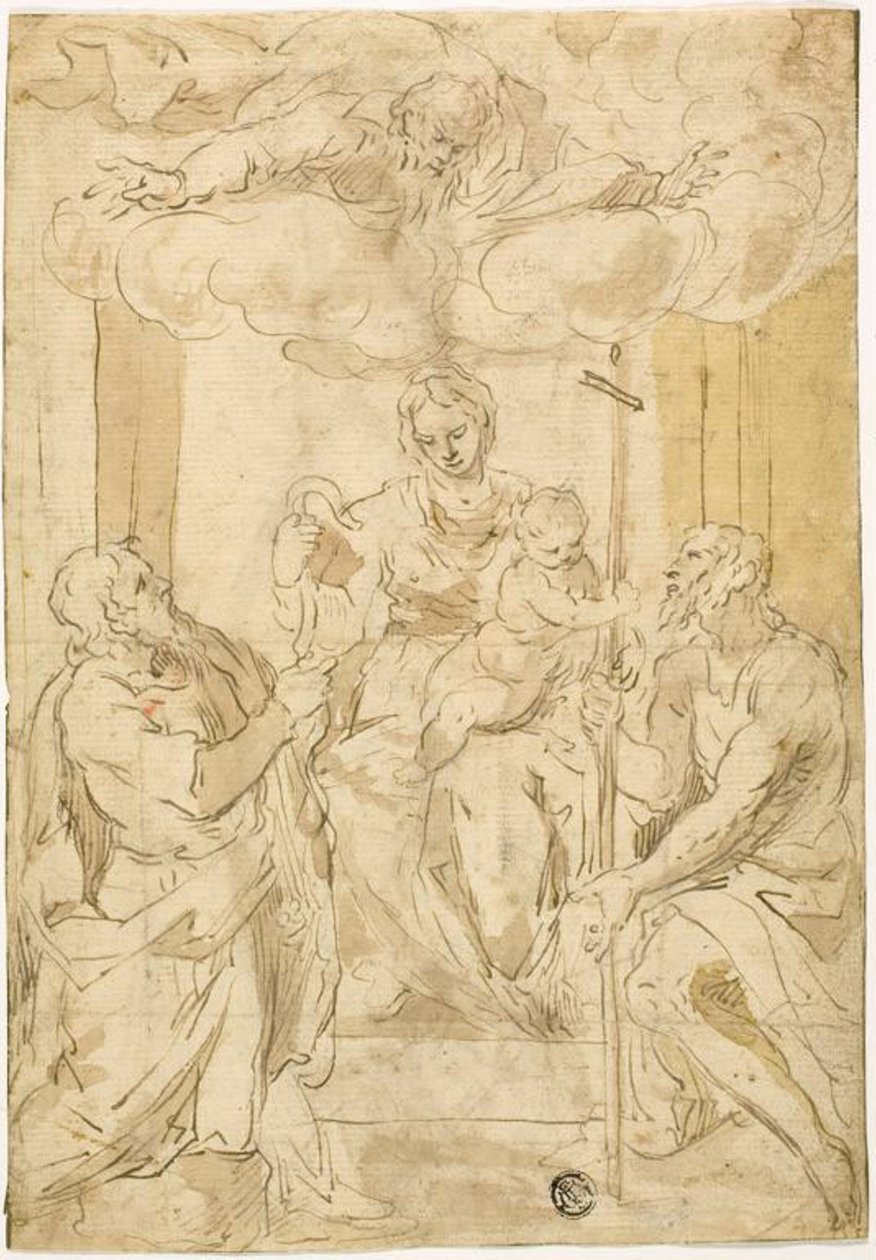 Aziz Thomas ve Vaftizci Yahya ile Bakire ve Çocuk (rekto); Uyuyan Venüs (ters) by Jacopo Palma il Giovane