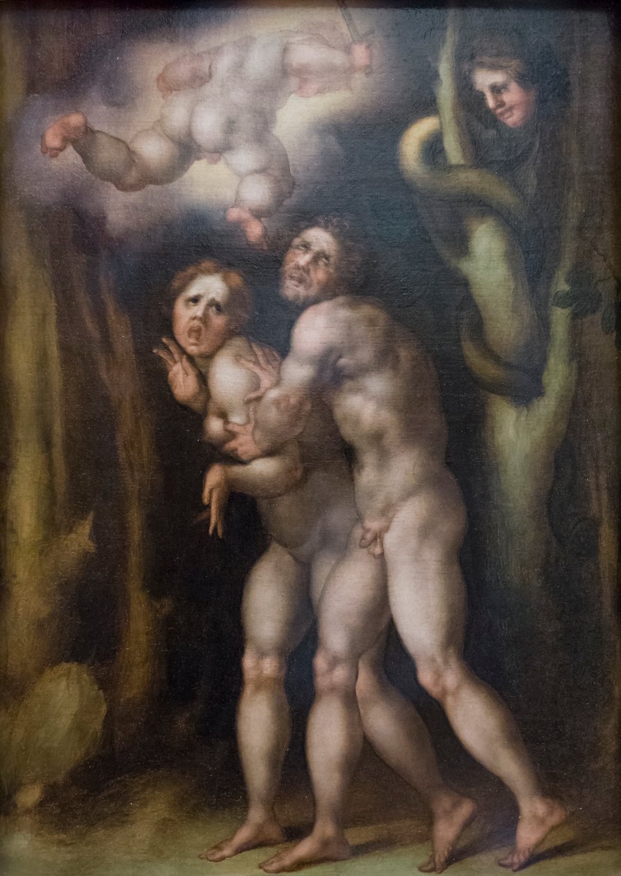 Adem ve Havva'nın dünyevi cennetten kovulması by Jacopo Pontormo