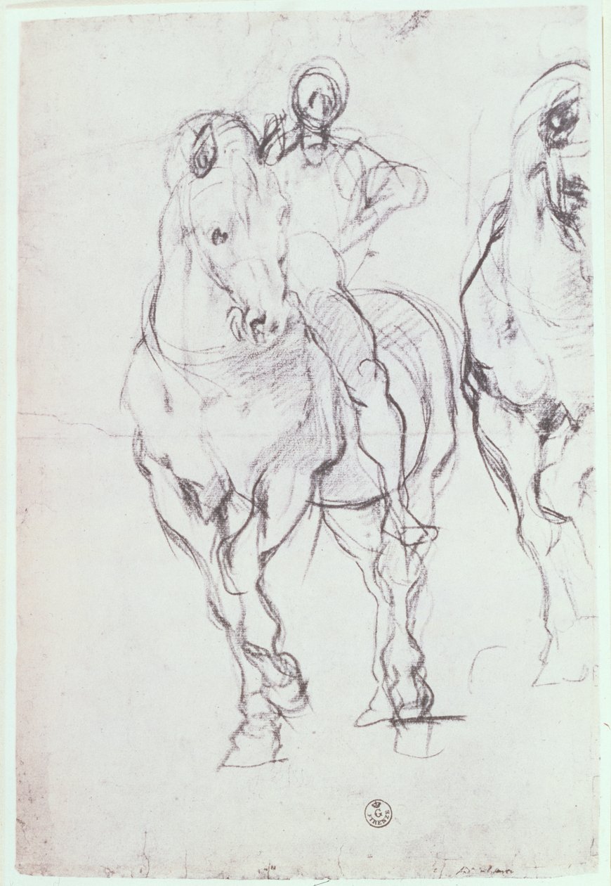 Çölde Susuzluklarını Söndüren İsrailliler İçin Bir Süvarinin İncelenmesi (tebeşir) by Jacopo Pontormo