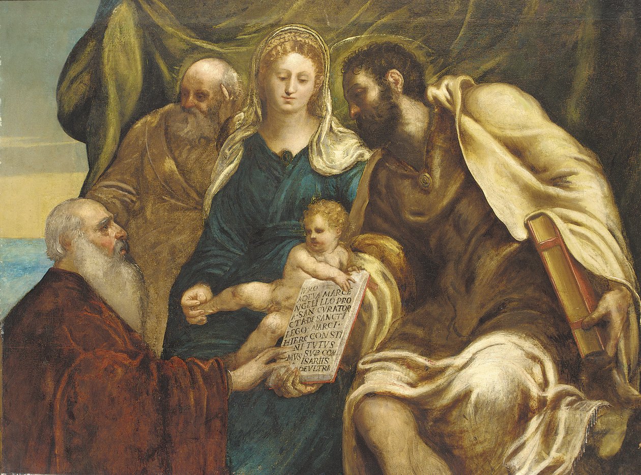 Kutsal Aile ve Doge Ranieri (tuval üzerine yağlı boya) by Jacopo Robusti (studio of) (attr. to) Tintoretto