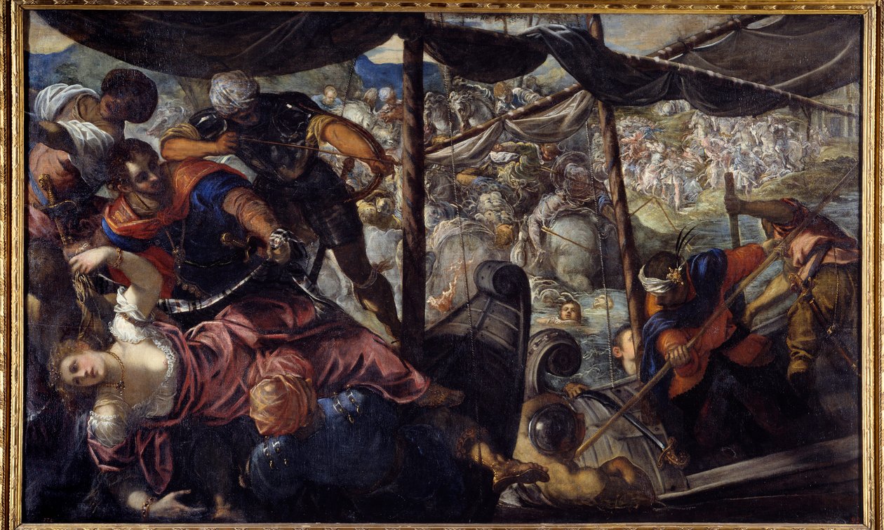 Türkler ve Hıristiyanlar arasındaki savaş. Jacopo Robusti Tintoretto dit Let tintoret (1518-1594) by Jacopo Robusti Tintoretto