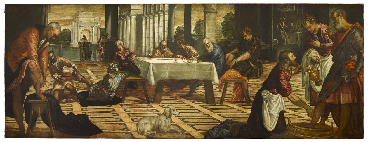 Mesih Öğrencilerinin Ayaklarını Yıkıyor, c. 1545-55 by Jacopo Robusti Tintoretto