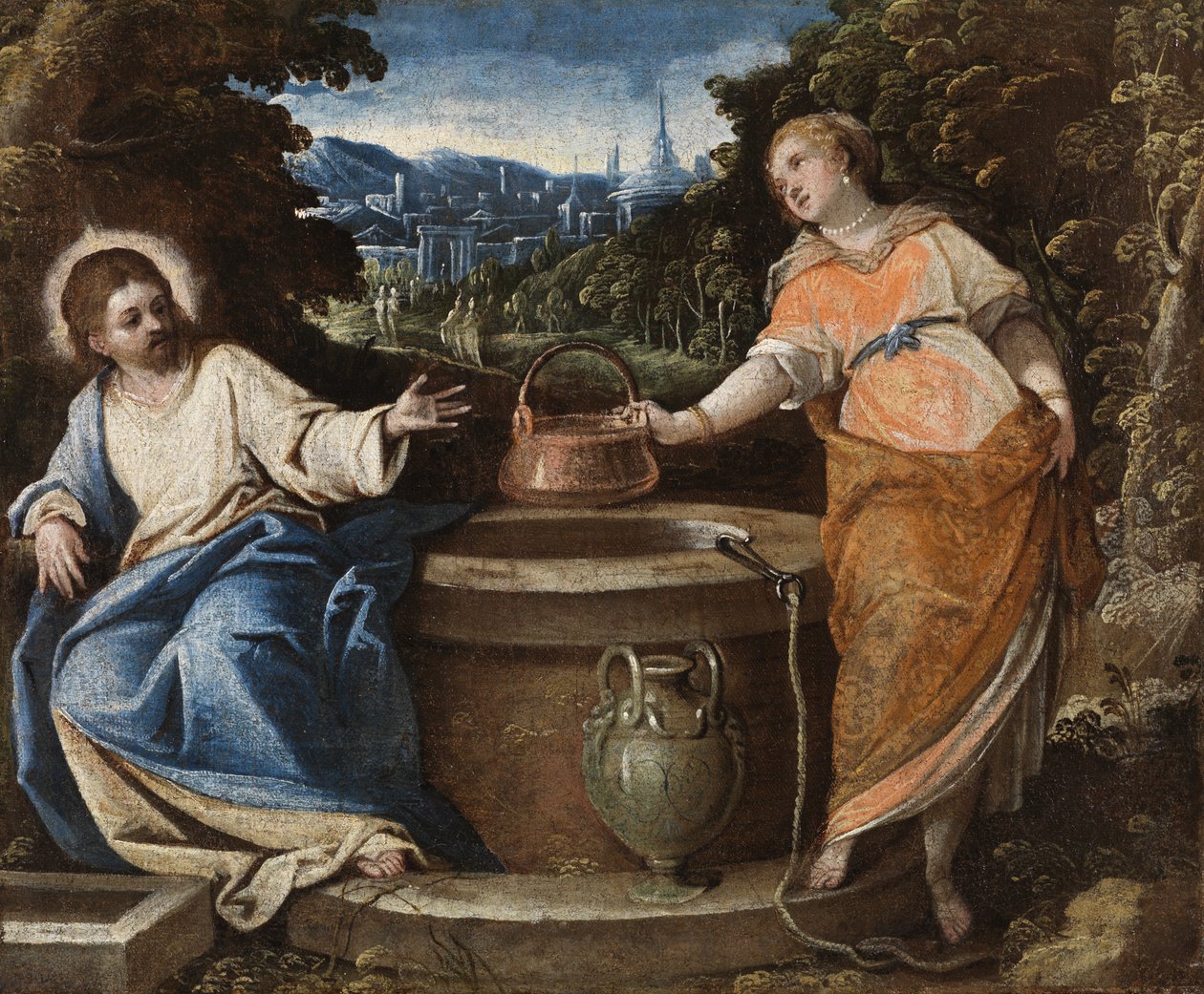 İsa ve Samiriyeli Kadın, c.1550-75 by Jacopo Robusti Tintoretto