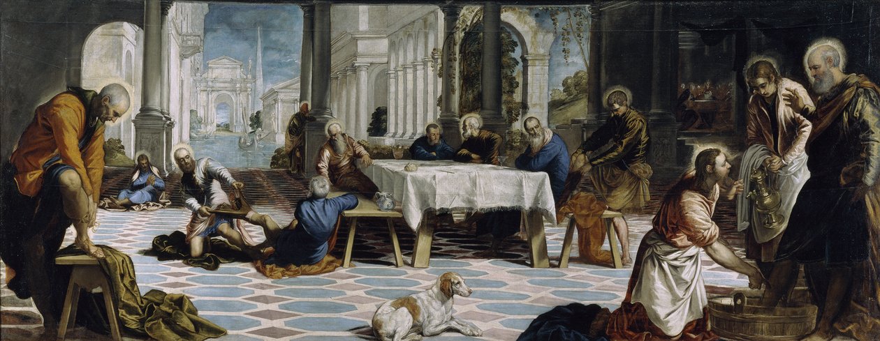 İsa, Havarilerin Ayaklarını Yıkama, 1548 by Jacopo Robusti Tintoretto