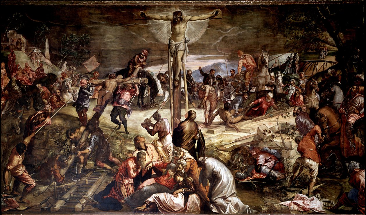 "" Çarmıha Gerilme "" Tintoretto (Jacopo Robusti) (1518-1594) tarafından Tablo 1565 Dim 536x1224 cm Venedik, Scuola di San Rocco by Jacopo Robusti Tintoretto