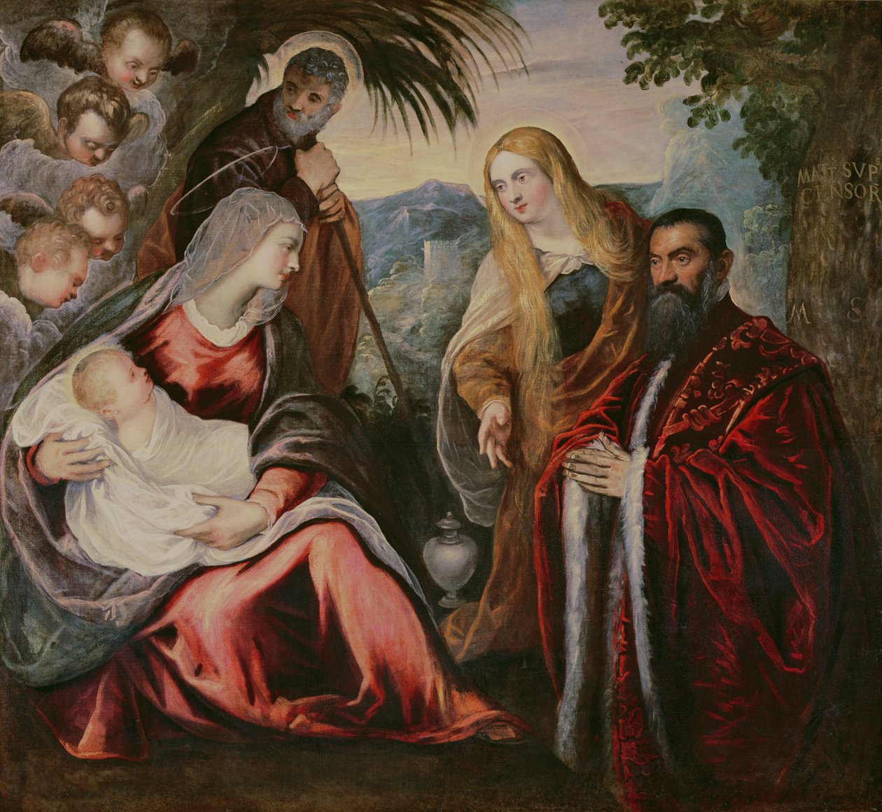 Matteo Saranzo ile Kutsal Aile by Jacopo Robusti Tintoretto