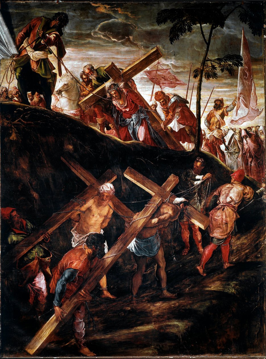 La Montee au Calvaire (Haç Yolu) (Haç Arabası) Tablo Jacopo Robusti dit le Tintoret (Tintoretto) (1518-1594) 1566-1567 Güneş 515x390 cm venise, San Rocco okulu by Jacopo Robusti Tintoretto