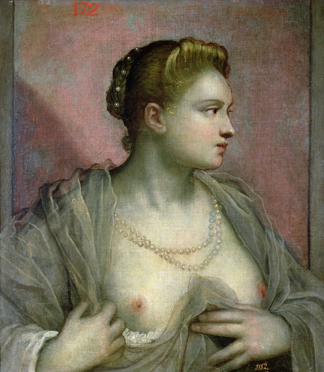 Göğüslerini Açığa Çıkaran Kadın Portresi, c.1570 by Jacopo Robusti Tintoretto