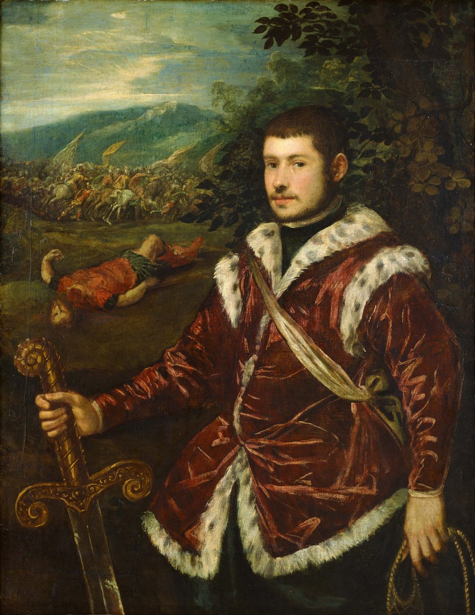 Genç Bir Adamın David Olarak Portresi, yaklaşık 1555 by Jacopo Robusti Tintoretto