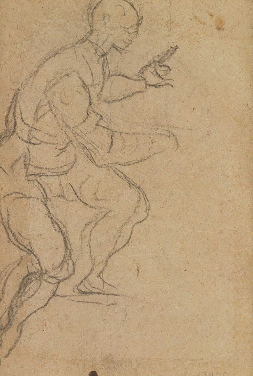 Oturan Adam Aşağıdan Görünüş (kağıt üzerinde siyah tebeşir) (yassı) (rekto için bkz. 160812) by Jacopo Robusti Tintoretto