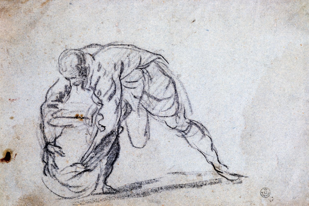 Bükülmüş erkek figürü için çalışma by Jacopo Robusti Tintoretto