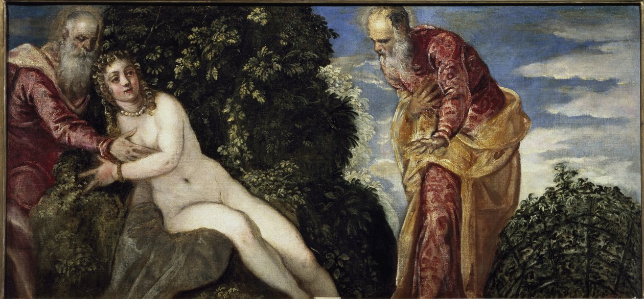 Suzanne ve Yaşlılar - Tuval üzerine yağlı boya, yaklaşık 1555 by Jacopo Robusti Tintoretto