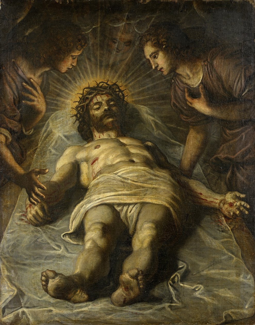 İki Melekli Ölü İsa by Jacopo Robusti Tintoretto