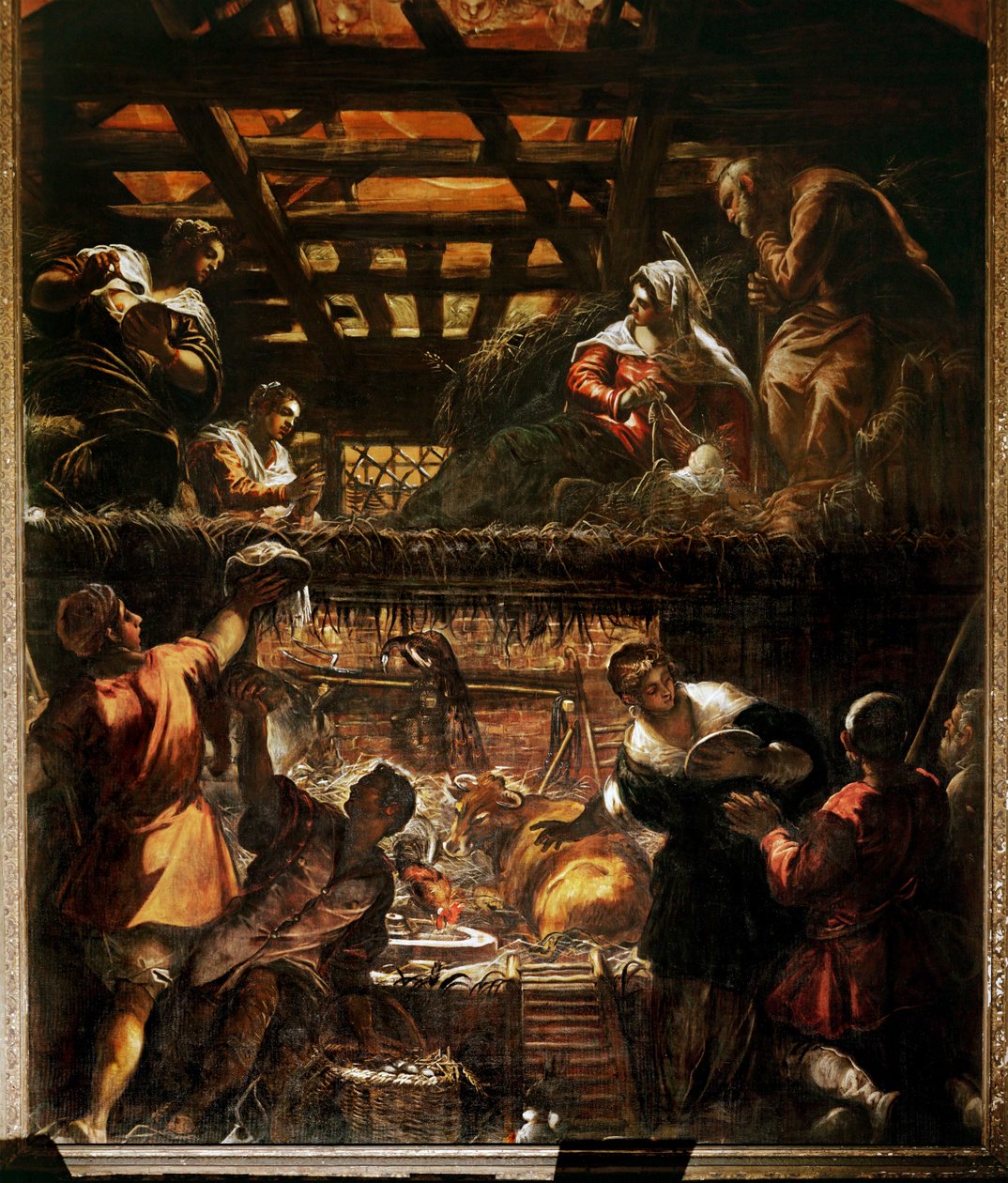 Doğuş ve çobanların tapınması (tuval üzerine yağlıboya) by Jacopo Robusti Tintoretto