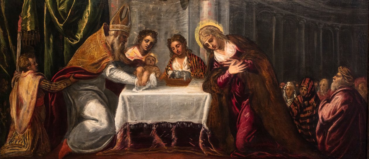 Tapınakta Sunum, 1540 civarı (tuval üzerine yağlıboya) by Jacopo Robusti Tintoretto