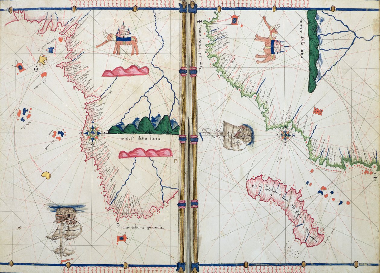 Ms Ital 550.0.3.15 fol.4v-5r Afrika ve Ümit Burnu Haritası, 