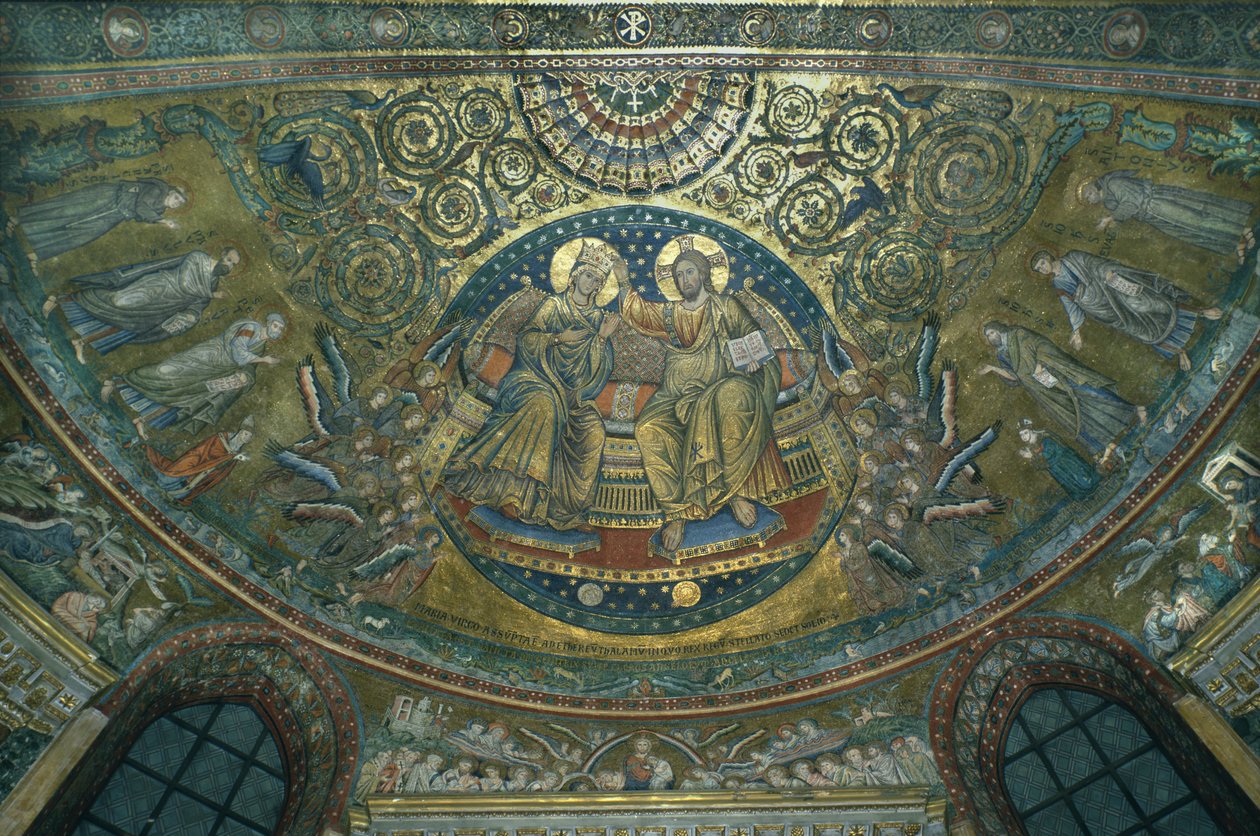 Meryem'in taç giyme töreni, Basilica di S.Maria Maggiore'nin apsisi, Roma, 1287-92 (mozaik) by Jacopo Torriti