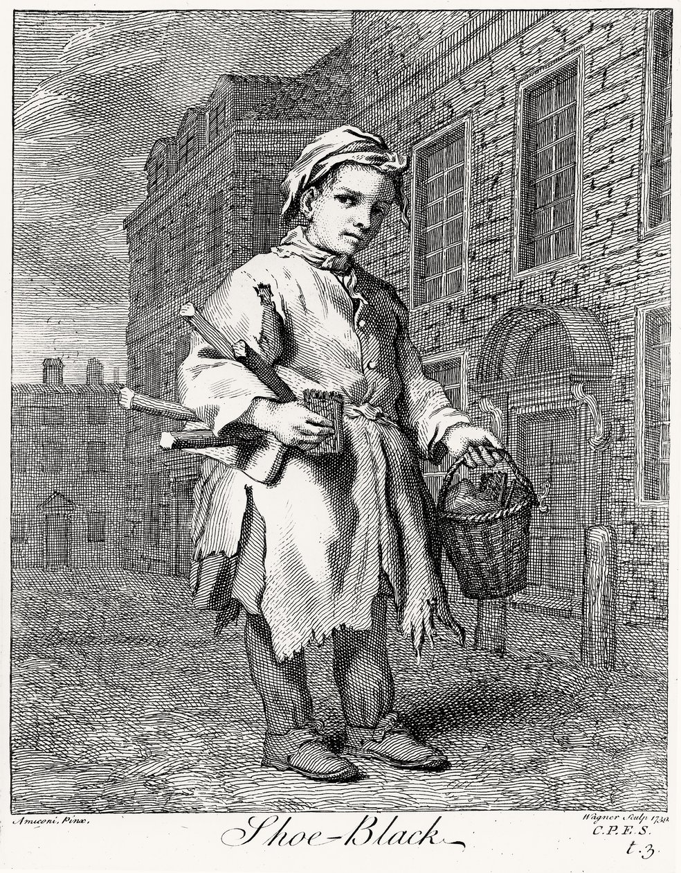 Siyah Ayakkabı, Wagner tarafından kazınmış, 1739 by Jacopo after Amiconi