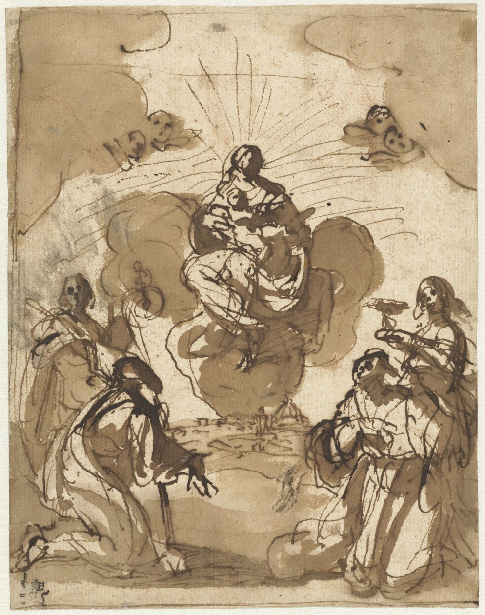Dört aziz Meryem'e tapar by Jacopo da Empoli