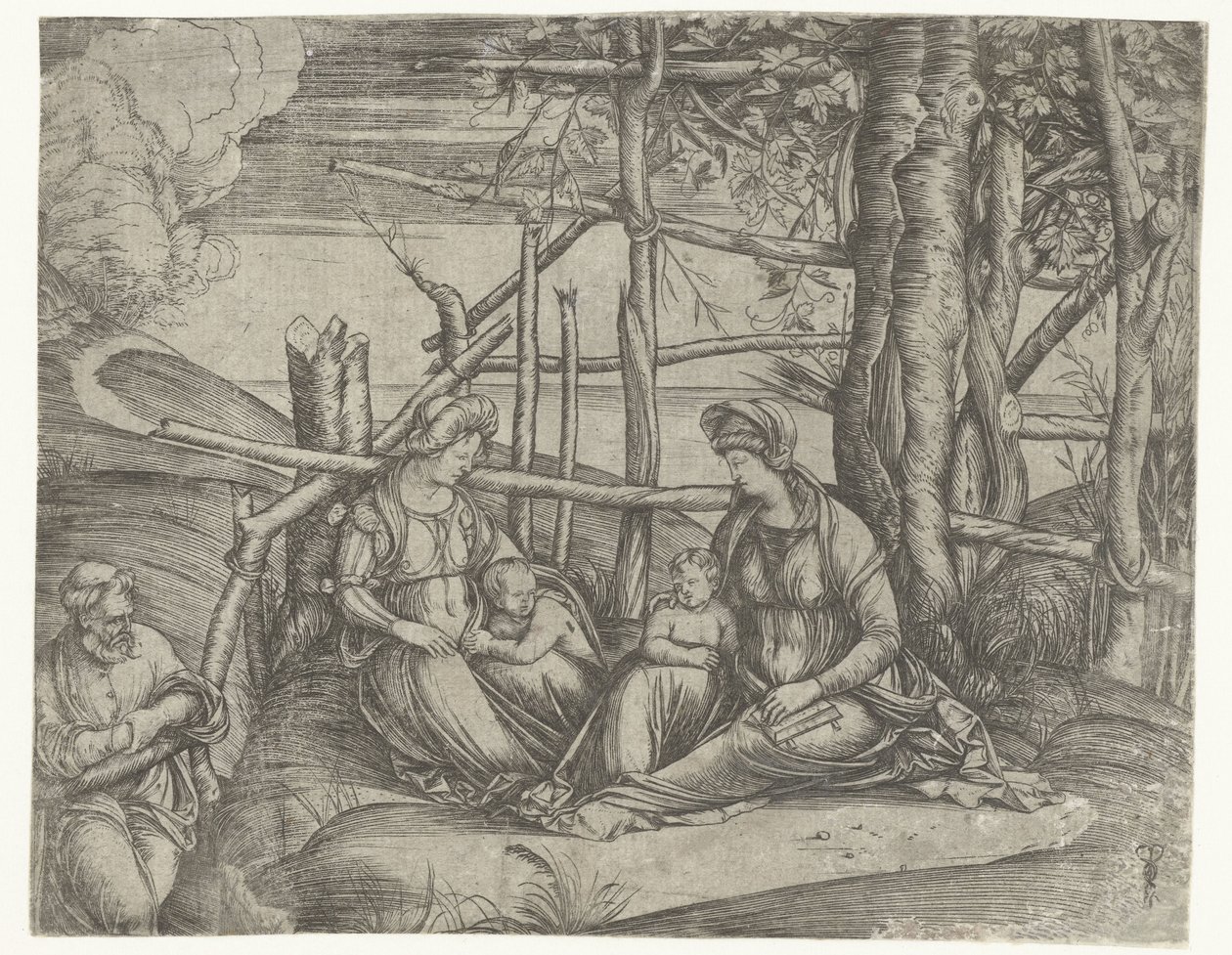 Elisabeth ve Vaftizci Yahya ile Kutsal Aile by Jacopo de