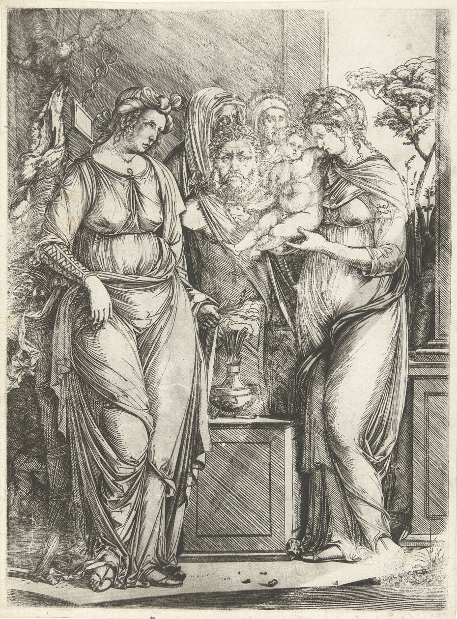 Dört kadın çocuğu Priapus heykelinin önünde kurban etti by Jacopo de