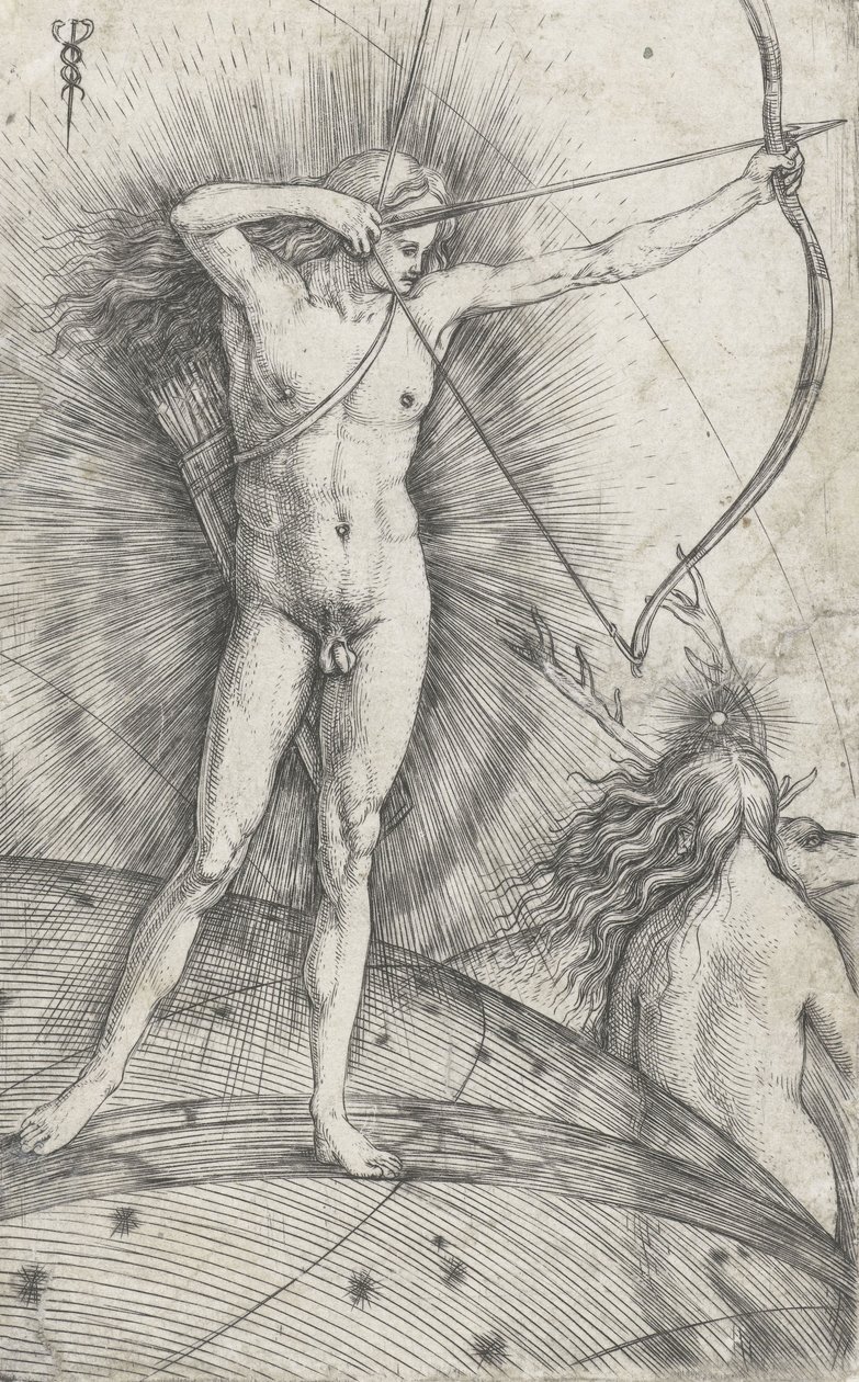 Gök küresinde ok ve yaylı Apollo ve geyikli Diana, 1503-5 by Jacopo de Barbari