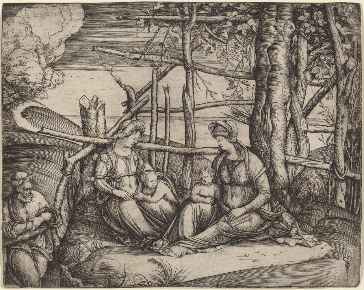 Aziz Elizabeth ve Bebek Aziz Vaftizci Yahya ile Kutsal Aile, c. 14991501. by Jacopo de Barbari