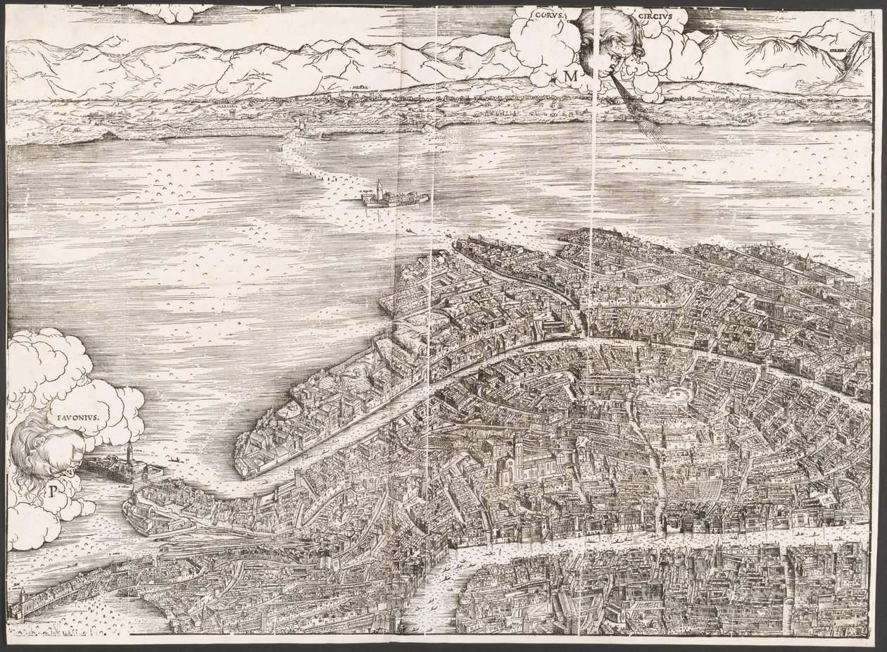 Venedik görünümü [sol üst blok], 1500. by Jacopo de Barbari